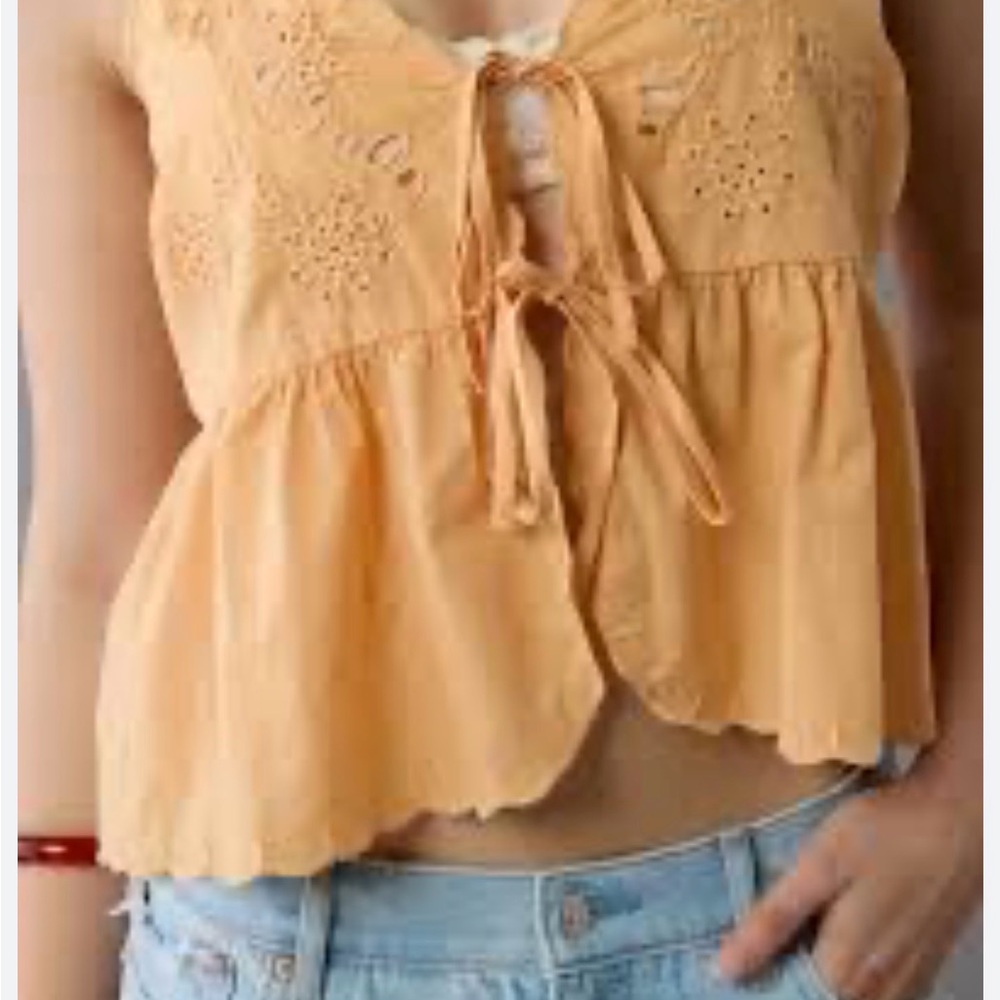 American Eagle Outfitters Yellow Eyelet Camisole